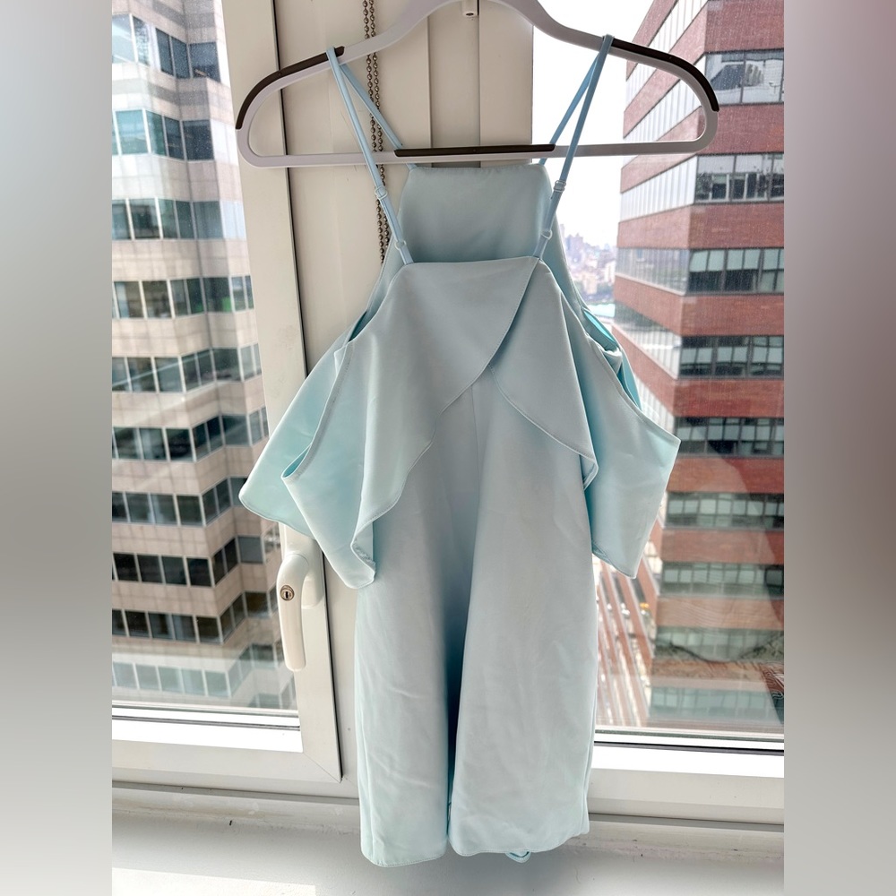 NWT ASOS Cold Shoulder Ruffle Crepe Mini Dress - Picture 4 of 5